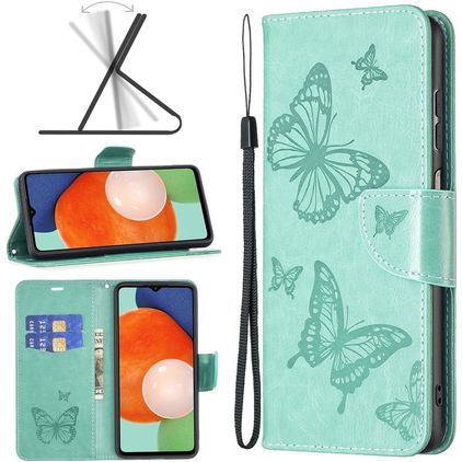 Mobigear Butterfly Samsung Galaxy A13 4G Hülle Klapphülle Geldbörse - Türkis