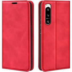 Mobigear Retro Slim Sony Xperia 5 IV Hülle Klapphülle Geldbörse - Rot