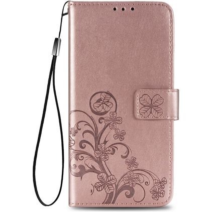 Mobigear Clover Samsung Galaxy A21s Hülle Klapphülle Geldbörse - Roségold