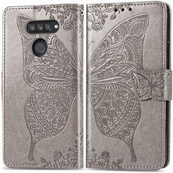 Mobigear Butterfly LG K50s Hülle Klapphülle Geldbörse - Grau