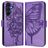 Mobigear Flowers Samsung Galaxy A17 Hülle Klapphülle Geldbörse - Lila