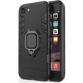 Mobigear Armor Ring iPhone SE (2022) Hülle Hardcase Backcover Stoßfest mit Ringhalter - Schwarz