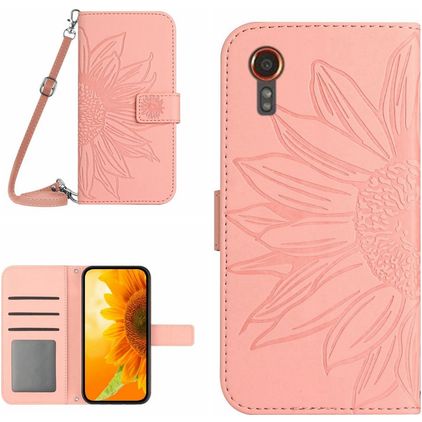 Mobigear Sunflower Samsung Galaxy Xcover 7 Hülle Klapphülle Geldbörse - Pink