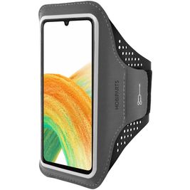 Mobiparts Comfort Fit Handyhalterung Joggen Samsung Galaxy A33 Sporthülle Neopren Sportarmband - Schwarz