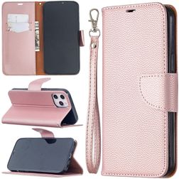 Mobigear Litchi Wallet Book Case Rose Gold Apple iPhone 12 Pro Max