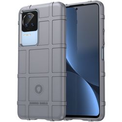 Mobigear Rugged Shield POCO F4 Hülle Flexibles TPU Backcover Stoßfest - Grau