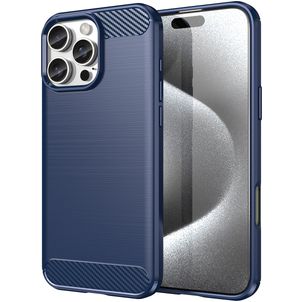 Mobigear Brushed Slim iPhone 16 Pro Max Hülle Flexibles TPU Backcover - Blau