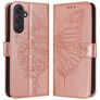 Mobigear Butterfly Samsung Galaxy M55 Klapphülle Portemonnaie - Roségold