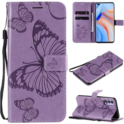 Mobigear Butterfly OPPO Reno 4 Hülle Klapphülle Geldbörse - Lila