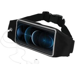 Mobiparts Comfort Fit Belt Handyhalterung Joggen iPhone 12 Pro Sporthülle Neopren Gürtel - Schwarz