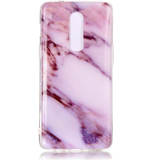 Mobigear Marble OnePlus 6 Hülle Flexibles TPU Backcover - Lila
