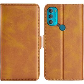 Mobigear Slim Magnet Motorola Moto G71 5G Hülle Klapphülle Geldbörse - Cognac
