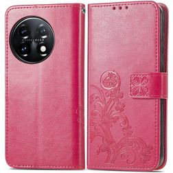 Mobigear Clover OnePlus 11 Hülle Klapphülle Geldbörse - Pink
