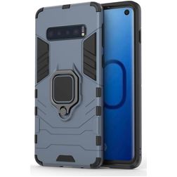 Mobigear Armor Ring Samsung Galaxy S10 Hülle Hardcase Backcover Stoßfest mit Ringhalter - Marineblau