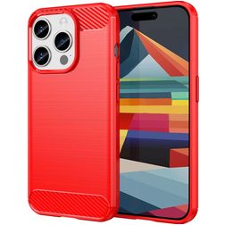 Mobigear Brushed Slim iPhone 15 Pro Hülle Flexibles TPU Backcover - Rot