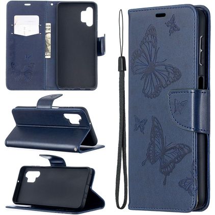 Mobigear Butterfly Samsung Galaxy A32 5G Hülle Klapphülle Geldbörse - Blau