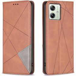 Mobigear Rhombus Slim Motorola Moto G54 Hülle Klapphülle - Braun