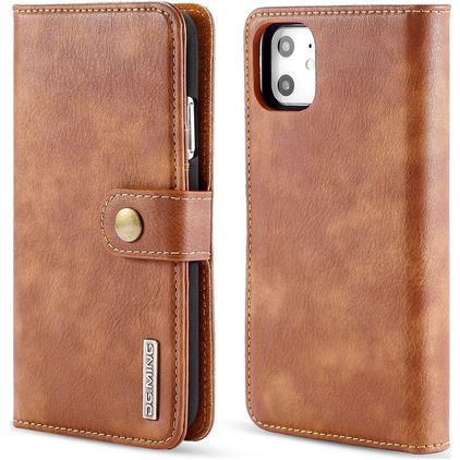 Mobigear Snap Button iPhone 11 Hülle Abnehmbare 2in1 Klapphülle Geldbörse - Braun