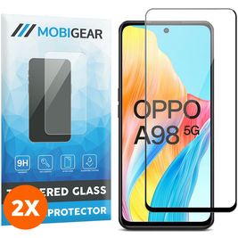 Mobigear Premium OPPO A98 Panzerglas Gehärtetes Glas Displayschutz - Hüllenfreundlich - Schwarz (2er Pack)