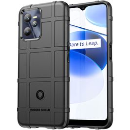 Mobigear Rugged Shield Realme C35 Hülle Flexibles TPU Backcover Stoßfest - Schwarz