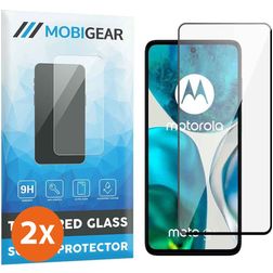 Mobigear Premium Motorola Moto G82 Panzerglas Gehärtetes Glas Displayschutz - Hüllenfreundlich - Schwarz (2er Pack)