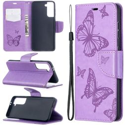 Mobigear Butterfly Samsung Galaxy S21 Hülle Klapphülle Geldbörse - Lila