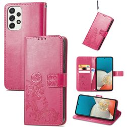 Mobigear Clover Samsung Galaxy A73 Hülle Klapphülle Geldbörse - Magenta