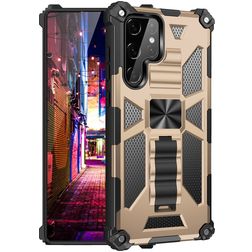 Mobigear Armor Stand Samsung Galaxy S22 Ultra Hülle Hardcase Backcover Stoßfest mit Ständer - Gold