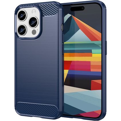 Mobigear Brushed Slim iPhone 15 Pro Hülle Flexibles TPU Backcover - Blau