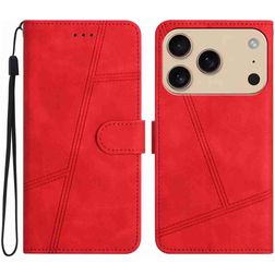Mobigear Stitch iPhone 17 Pro Hülle Klapphülle Geldbörse - Rot