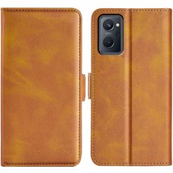 Mobigear Slim Magnet OPPO A76 Hülle Klapphülle Geldbörse - Cognac