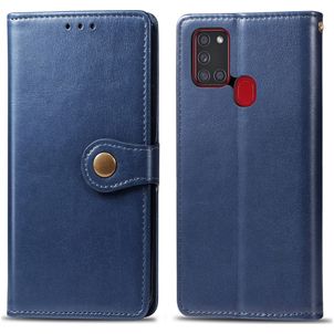 Mobigear Snap Button Samsung Galaxy A21s Hülle Klapphülle Geldbörse - Blau