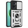 Mobigear Armor Ring Cam Slide Xiaomi Redmi 10 5G Hülle Hardcase Backcover Stoßfest mit Ringhalter und Kamera Slider - Silber