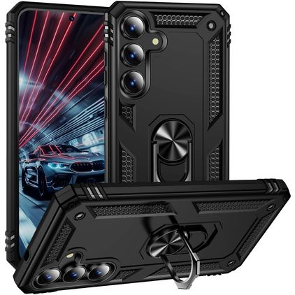 Mobigear Armor ring Samsung Galaxy S25 FE Hardcase Backcover Shockproof mit Ringhalter - Schwarz