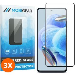 Mobigear Premium Xiaomi Redmi Note 12 Pro 5G Panzerglas Gehärtetes Glas Displayschutz - Hüllenfreundlich - Schwarz (3er Pack)
