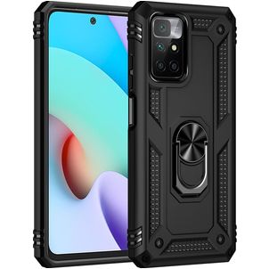 Mobigear Armor Ring Xiaomi Redmi 10 4G Hülle Hardcase Backcover Stoßfest mit Ringhalter - Schwarz