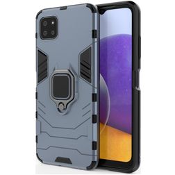 Mobigear Armor Ring Samsung Galaxy A22 5G Hülle Hardcase Backcover Stoßfest mit Ringhalter - Blau