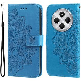 Mobigear Flowers Xiaomi Redmi 14C Hülle Klapphülle Geldbörse - Blau