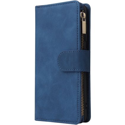 Mobigear Zipper Samsung Galaxy A41 Hülle Klapphülle Geldbörse - Blau
