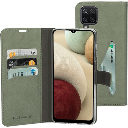 Mobiparts Classic Wallet Samsung Galaxy A12 Hülle Klapphülle Geldbörse - Stone Green