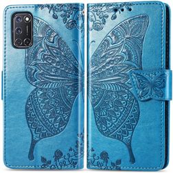 Mobigear Butterfly OPPO A72 Hülle Klapphülle Geldbörse - Blau