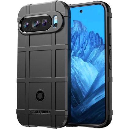 Mobigear Rugged Shield Google Pixel 9 Hülle Flexibles TPU Backcover Stoßfest - Schwarz