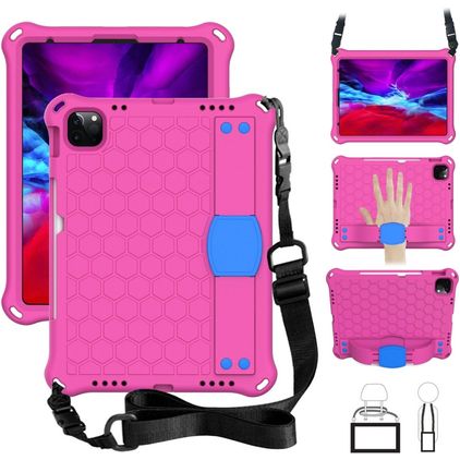 Mobigear HexStrap iPad Air 5 (2022) Hülle Kunststoff,EVA Schaum Backcover + Stifthalter + Schulterträger + Ständer - Pink