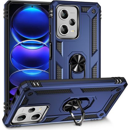Mobigear Armor Ring Xiaomi Redmi Note 12 Pro Plus Hardcase Backcover Shockproof mit Ringhalter - Blau