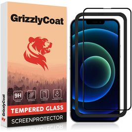 GrizzlyCoat Easy Fit iPhone 13 Mini Panzerglas Gehärtetes Glas Displayschutz - Hüllenfreundlich + Applikator - Schwarz