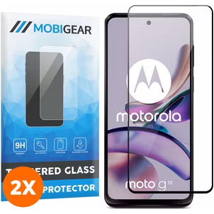 Mobigear Premium Motorola Moto G13 Panzerglas Gehärtetes Glas Displayschutz - Hüllenfreundlich - Schwarz (2er Pack)
