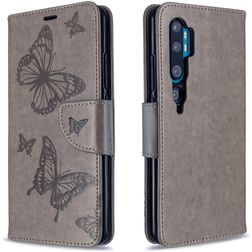 Mobigear Butterfly Xiaomi Mi Note 10 Pro Hülle Klapphülle Geldbörse - Grau