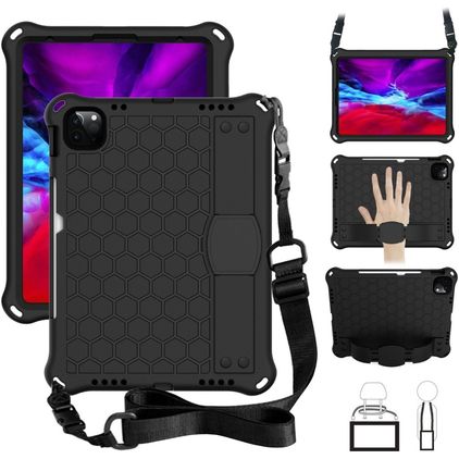 Mobigear Ruggedized iPad 10 (2022) Hülle EVA Schaum Backcover + Stifthalter + Schulterträger + Ständer - Schwarz