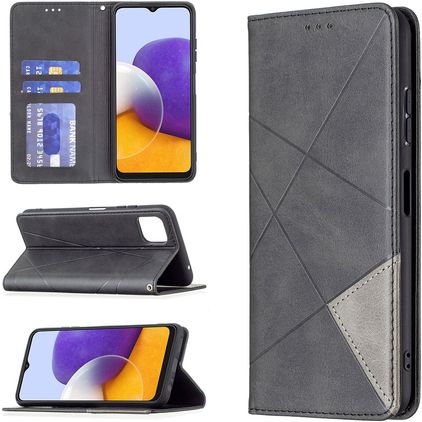 Mobigear Rhombus Slim Samsung Galaxy A22 5G Hülle Klapphülle - Schwarz