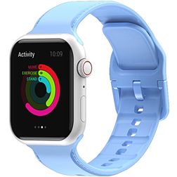 Mobigear Dashed Silikon Apple Watch Armband Dornschließe - 49/46/45/44 mm - Babyblau
